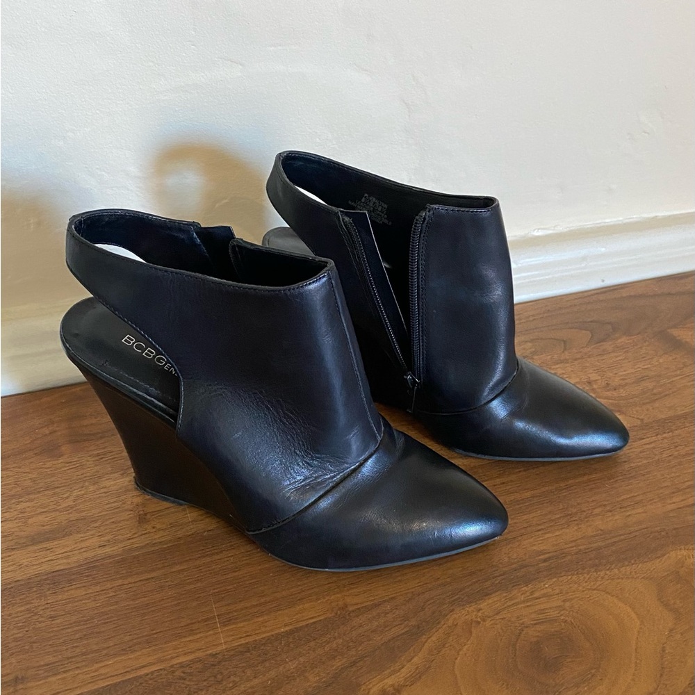 BCBG Leather Wedges, 4” Heel
